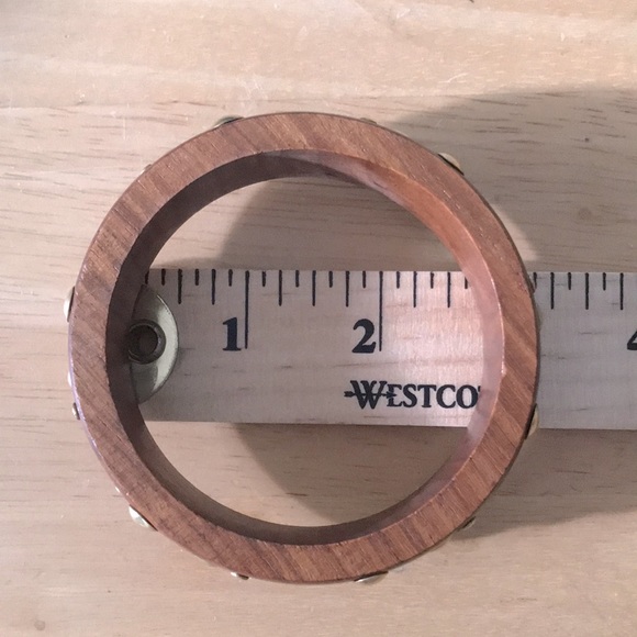 Vintage MCM Wooden Bangle with Gold Stud - Picture 5 of 5